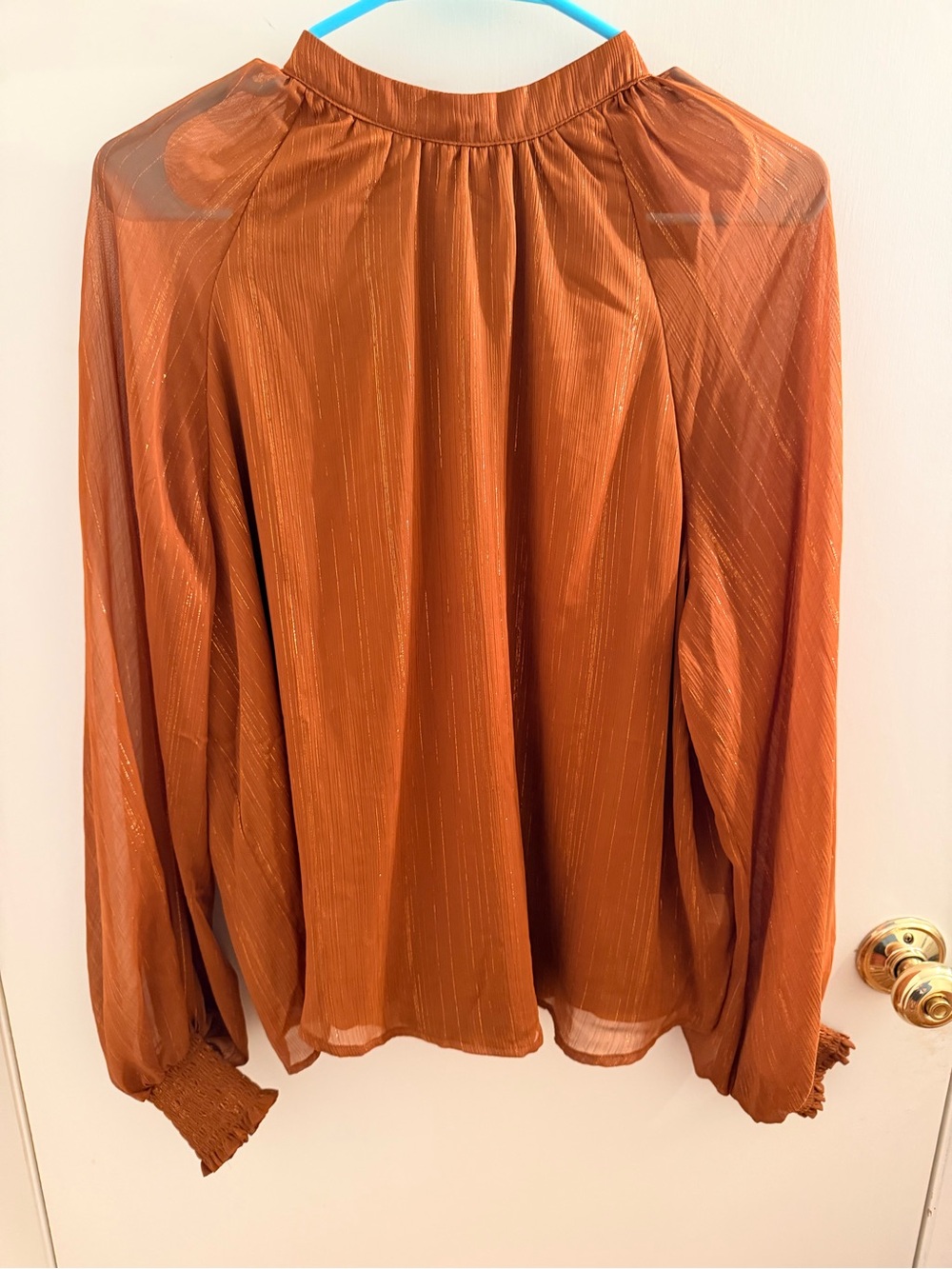 Flying Tomato Rust Orange Sheer Textured Blouse